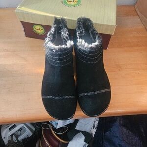 Jambu Women's Black Ankle Boots with Fur Trim